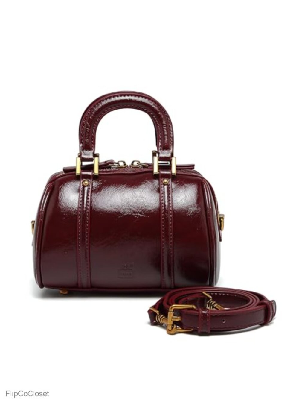 PU Leather Mini Boston Bucket Bag Top Handle Crossbody Purse